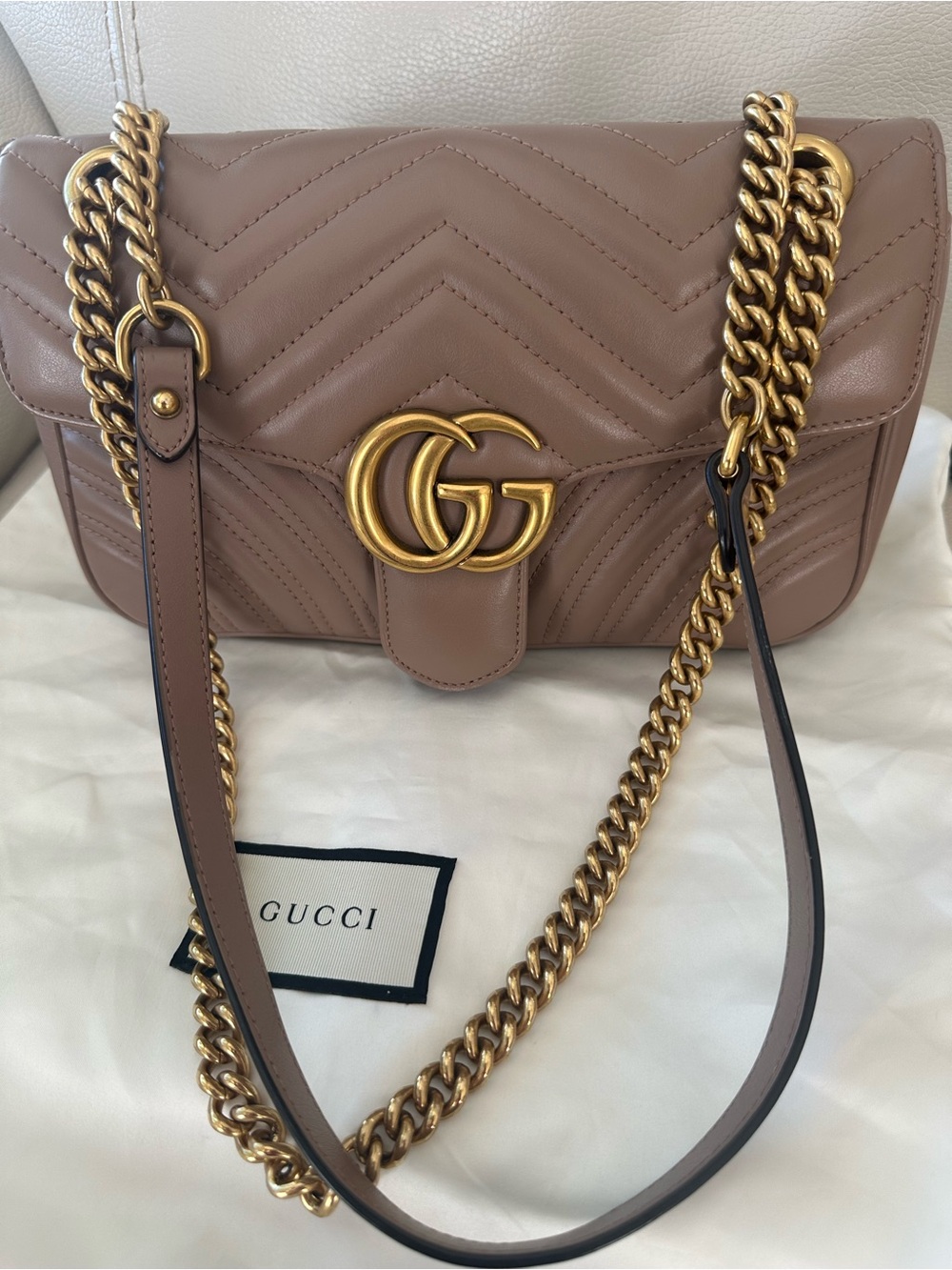 Gucci GG Marmont Quilted Leather Shoulder Bag with Gold Hardware